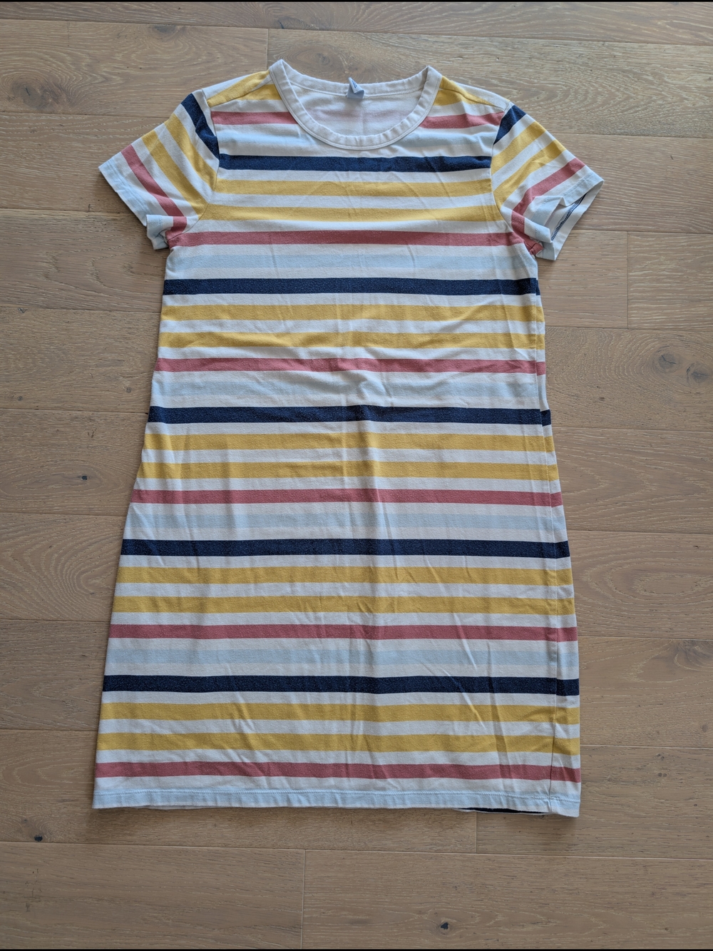 Old Navy Striped Crewneck Mini Dress in Yellow, Navy & Pink